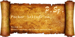 Pecker Szilvána névjegykártya